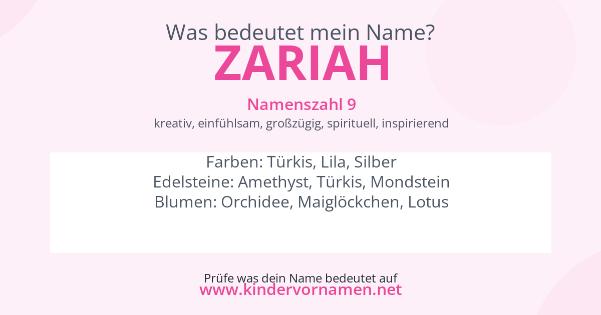 Was bedeutet der Name Zariah?