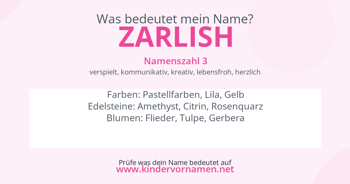 Was bedeutet der Name Zarlish?