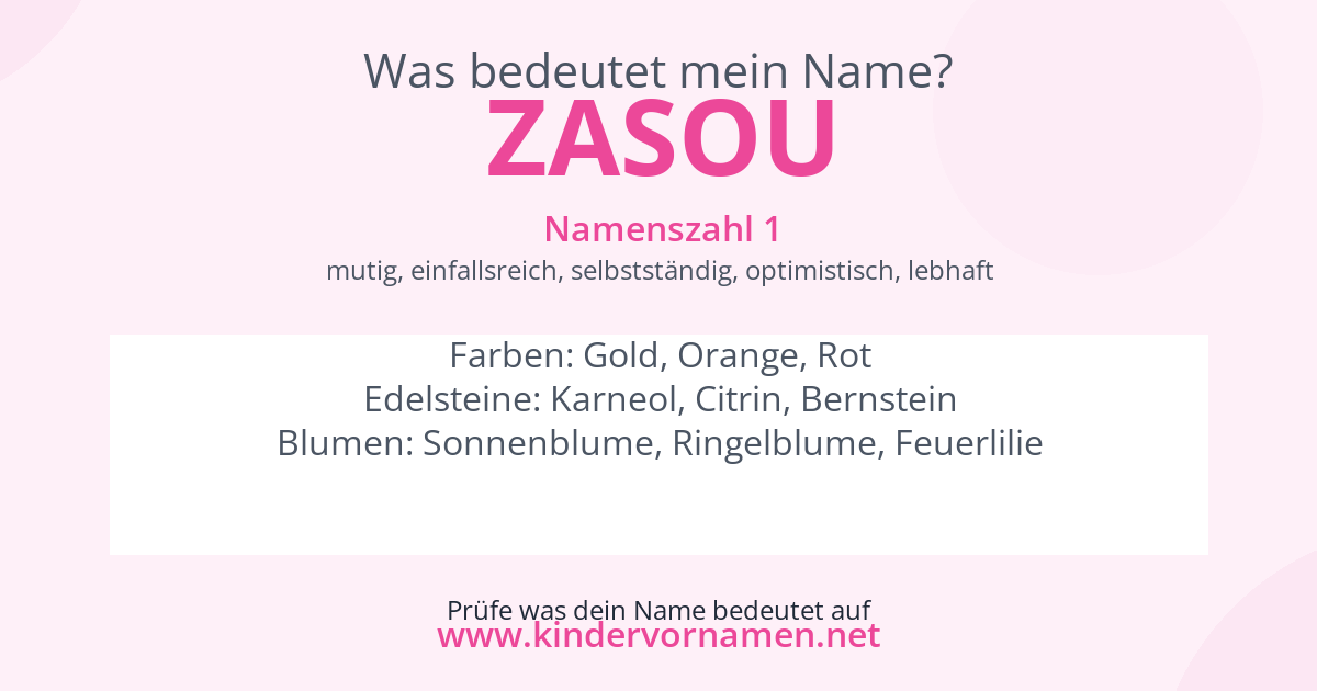 Was bedeutet der Name Zasou?