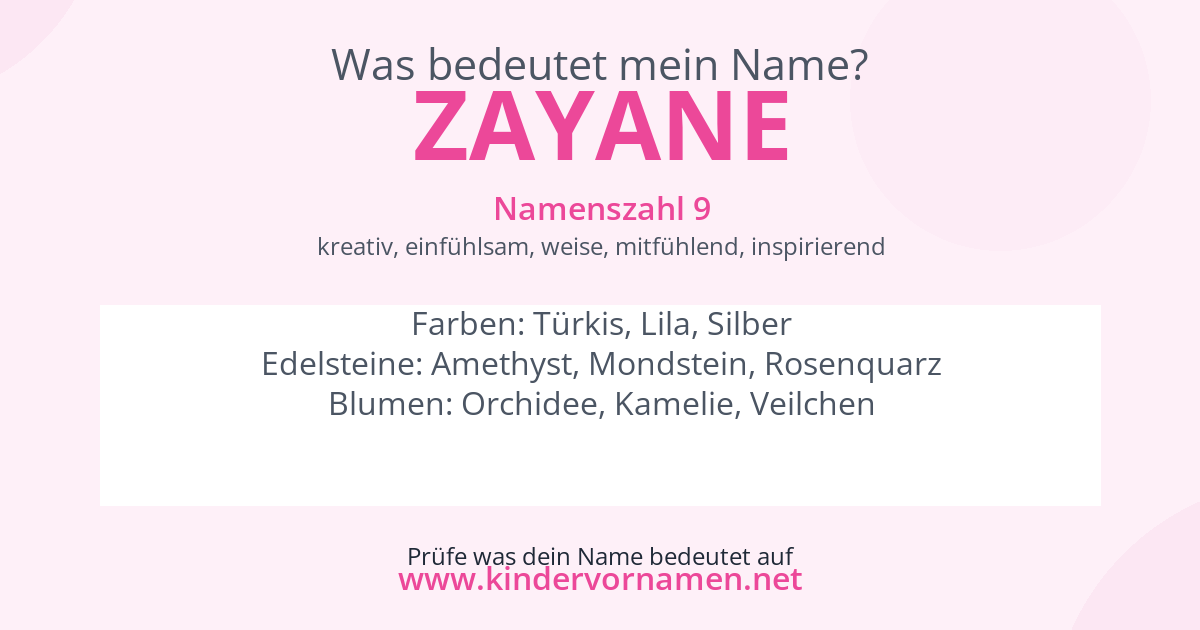 Was bedeutet der Name Zayane?