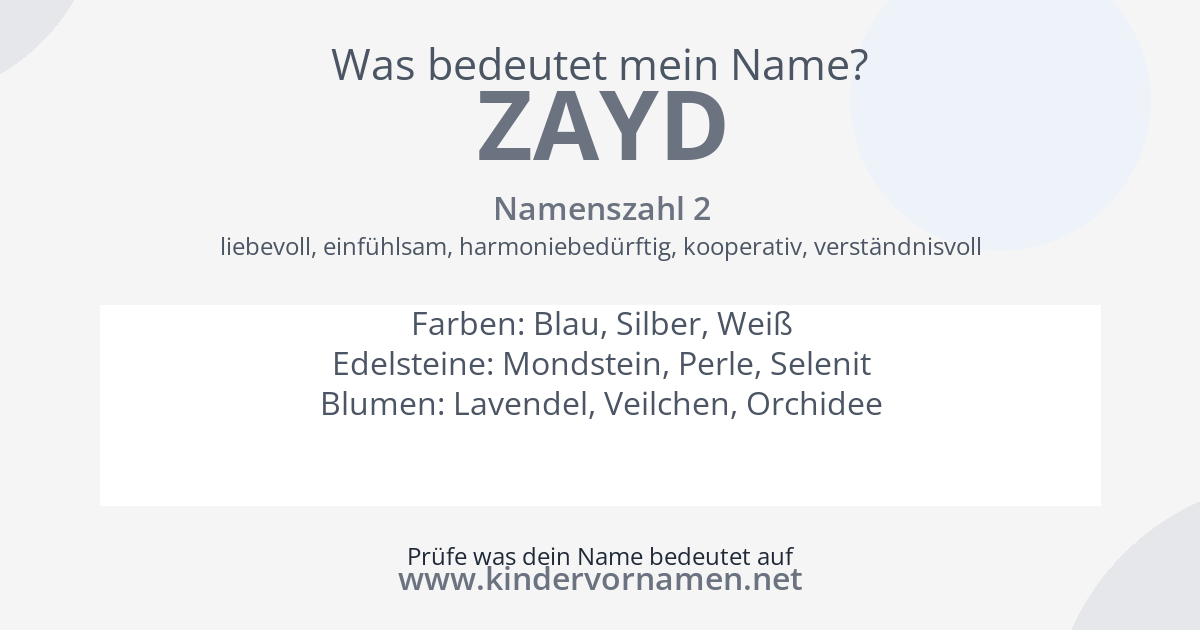 Was bedeutet der Name Zayd?