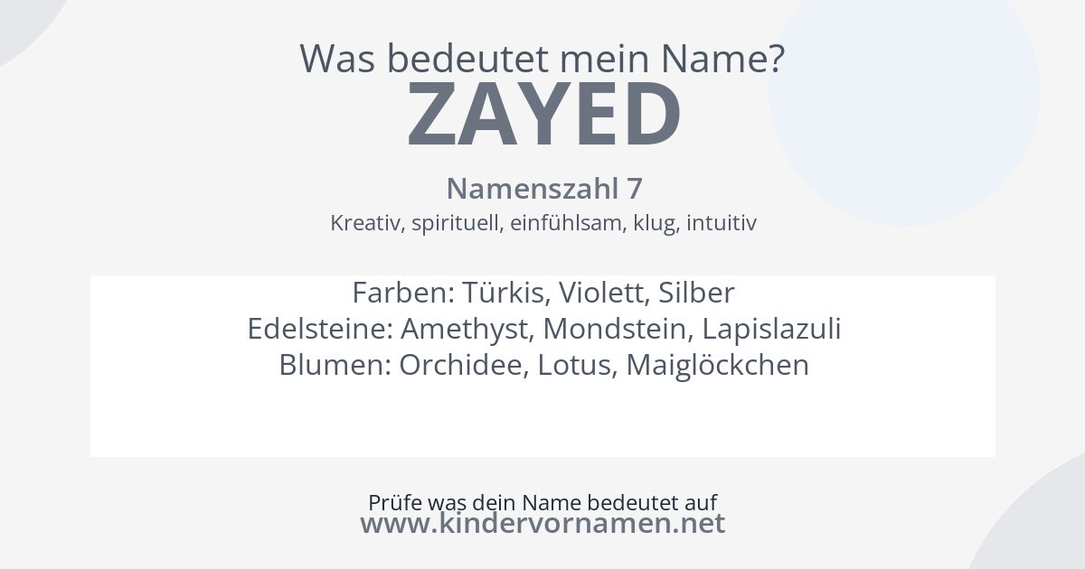 Was bedeutet der Name Zayed?