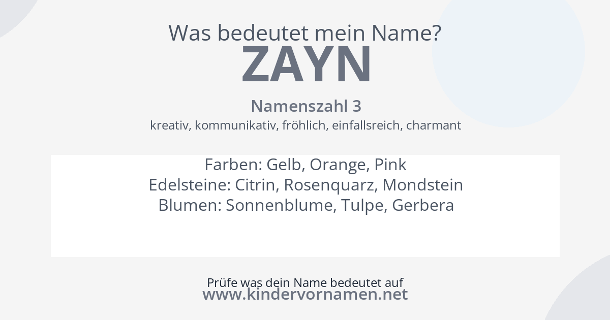 Was bedeutet der Name Zayn?