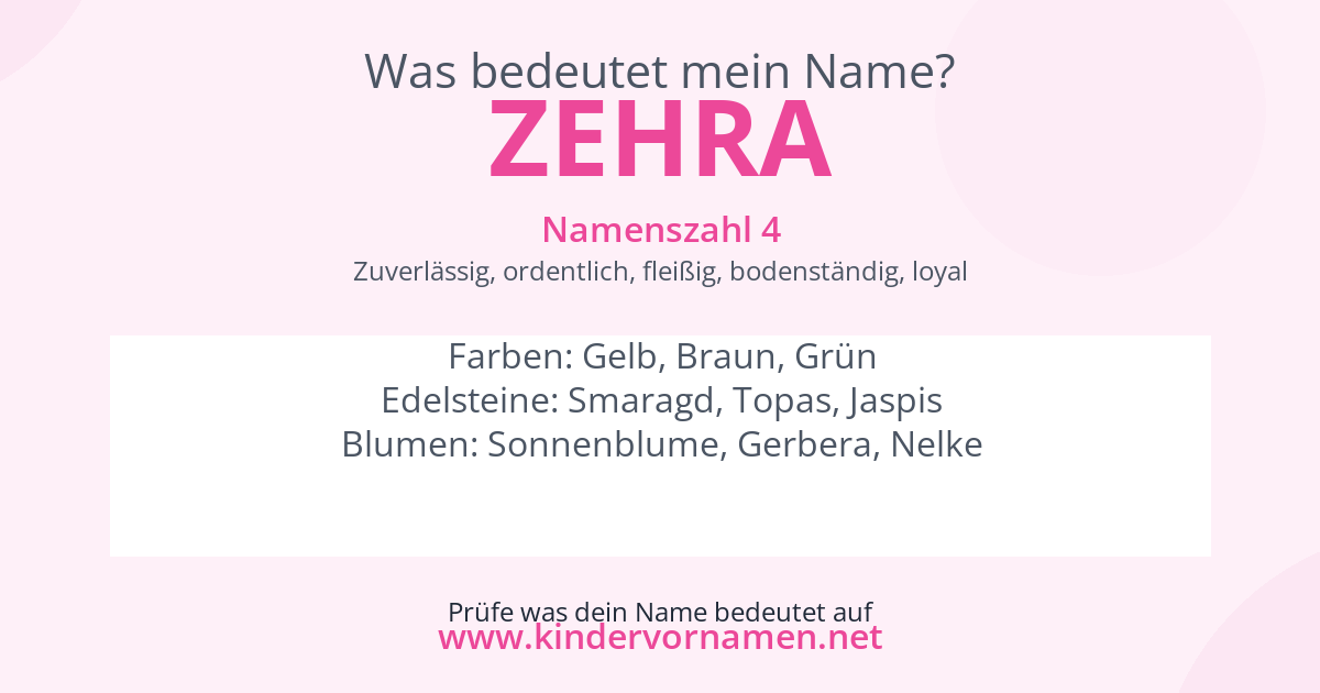 Was bedeutet der Name Zehra?