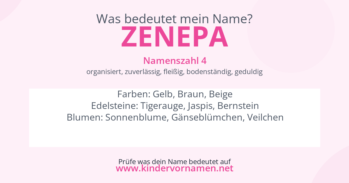 Was bedeutet der Name Zenepa?