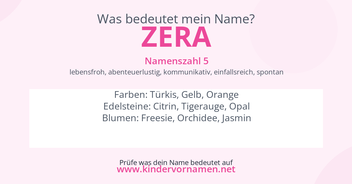 Was bedeutet der Name Zera?