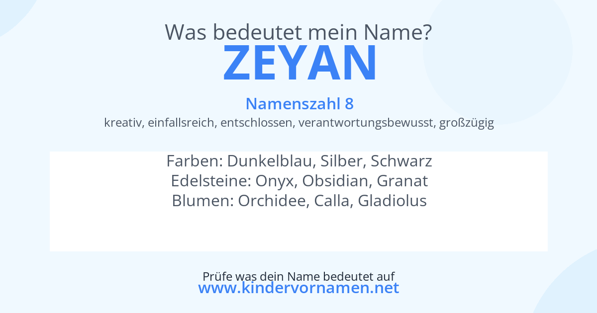 Was bedeutet der Name Zeyan?