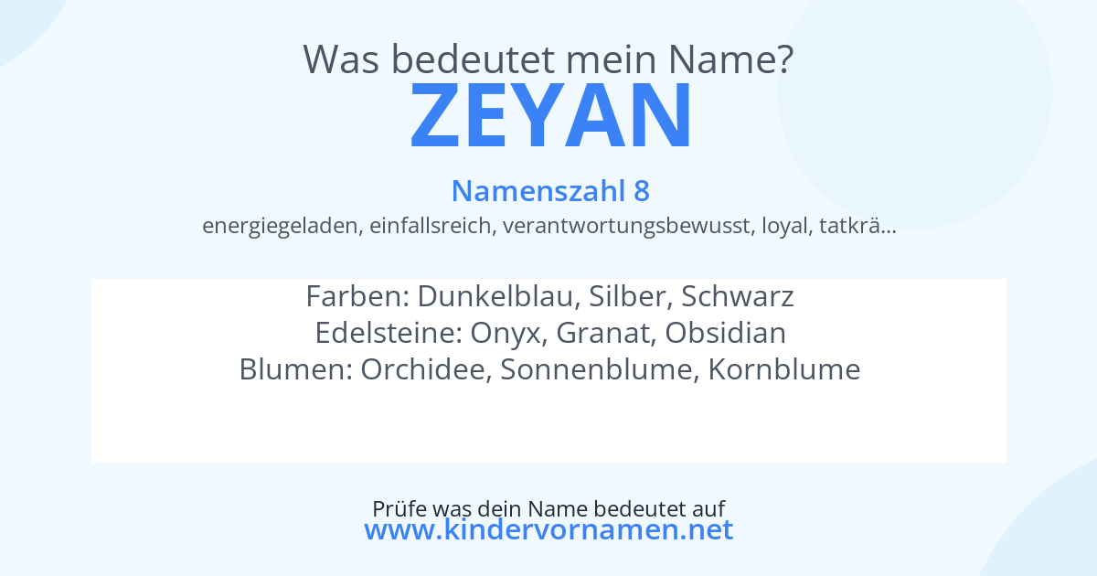 Was bedeutet der Name Zeyan?