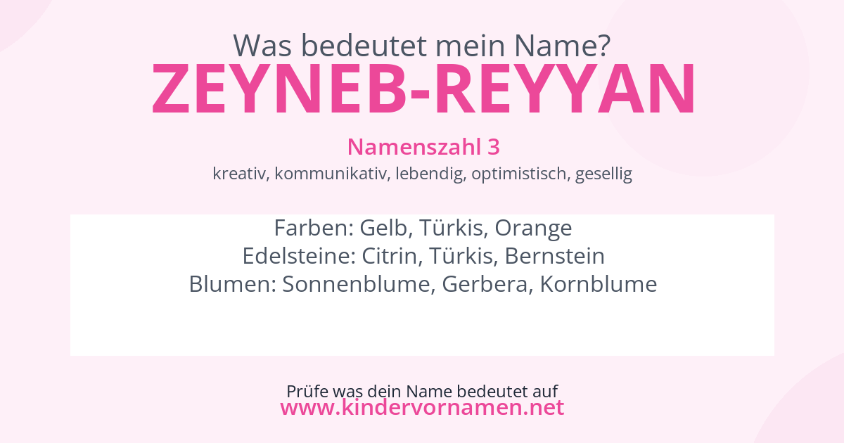 Was bedeutet der Name Zeyneb-Reyyan?