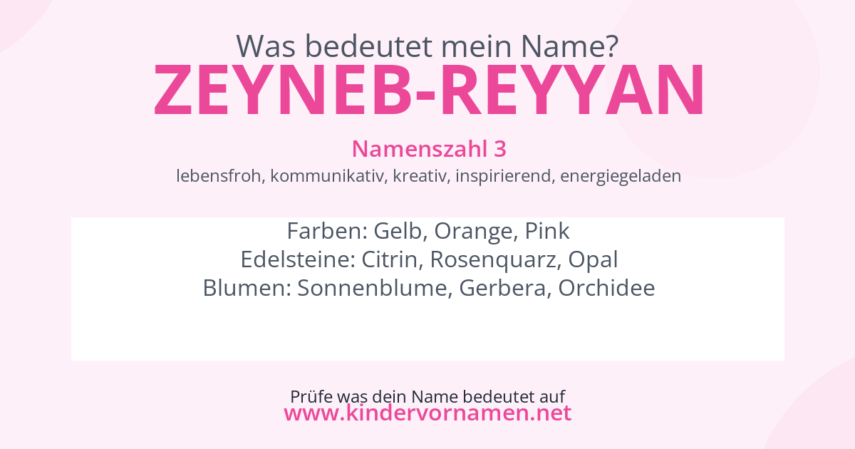 Was bedeutet der Name Zeyneb-Reyyan?