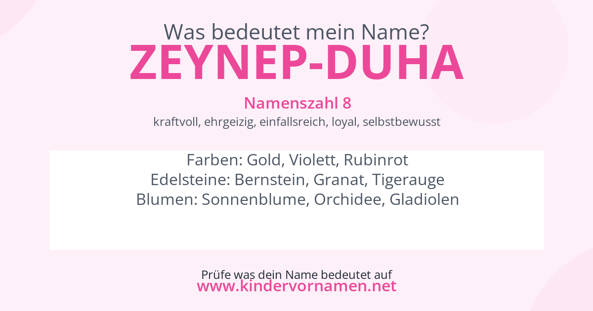 Was bedeutet der Name Zeynep-Duha?