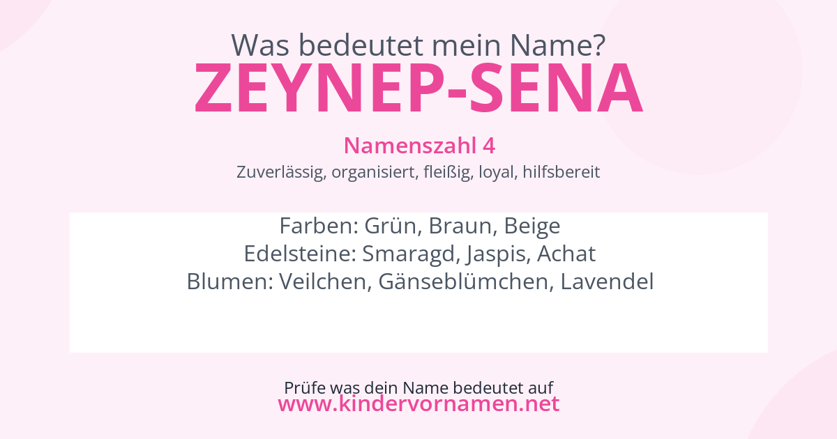 Was bedeutet der Name Zeynep-Sena?