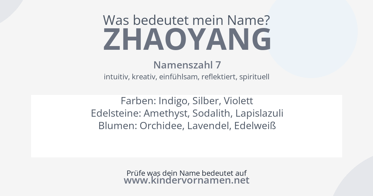 Was bedeutet der Name Zhaoyang?