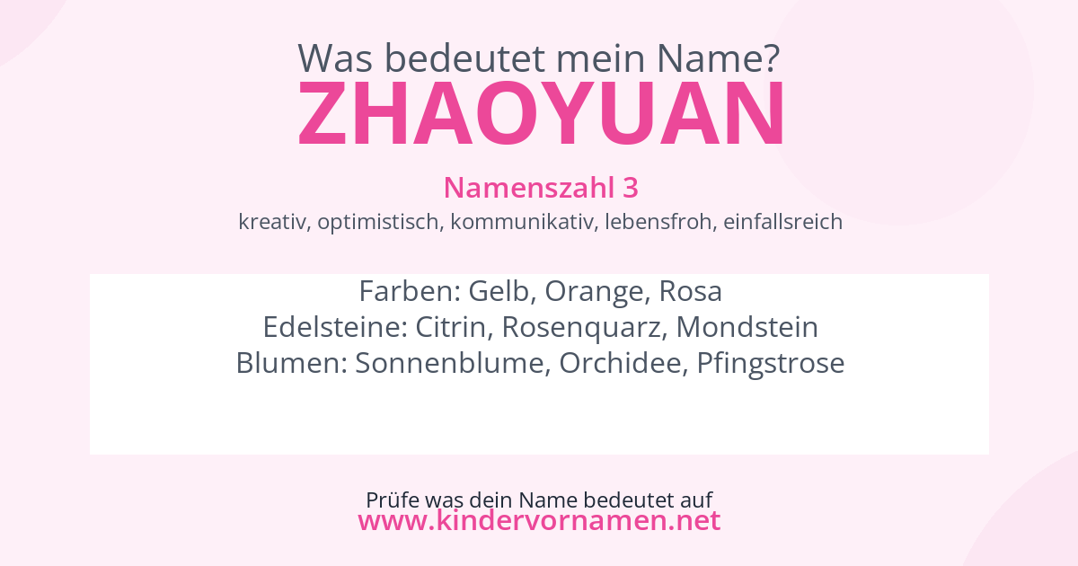 Was bedeutet der Name Zhaoyuan?