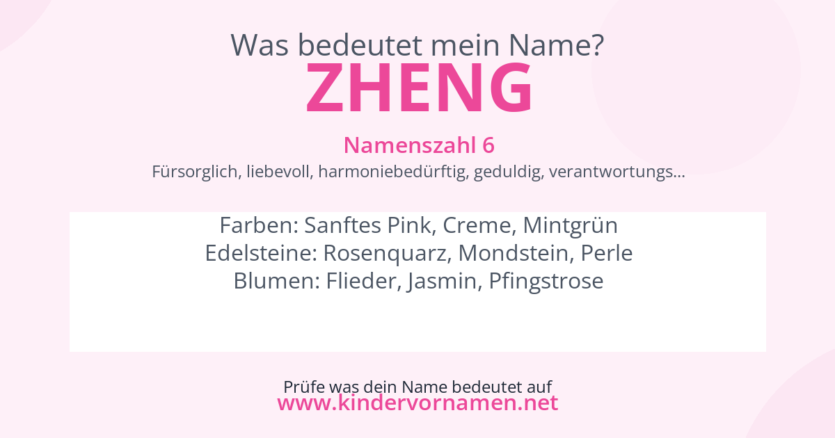 Was bedeutet der Name Zheng?