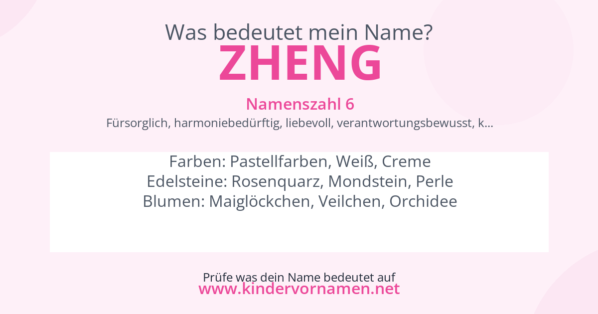 Was bedeutet der Name Zheng?