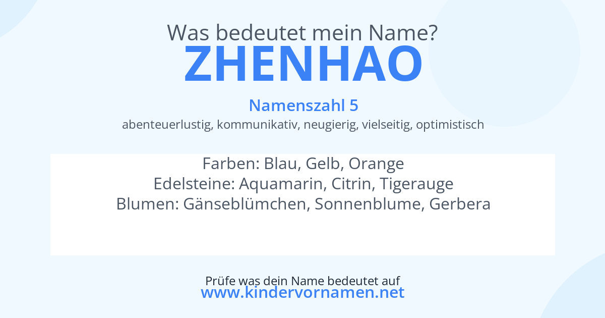 Was bedeutet der Name Zhenhao?