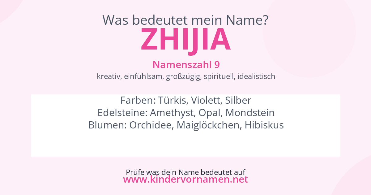 Was bedeutet der Name Zhijia?