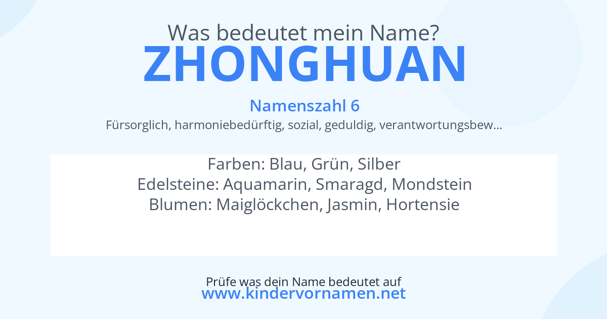 Was bedeutet der Name Zhonghuan?