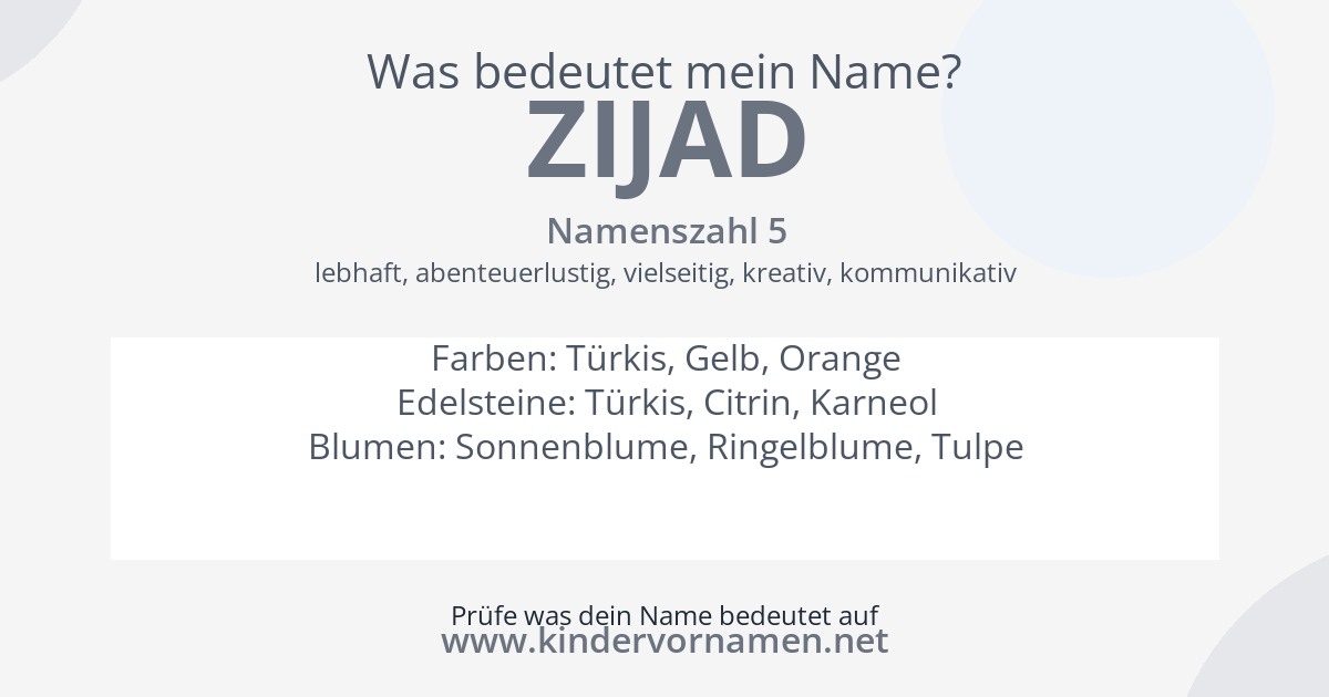 Was bedeutet der Name Zijad?
