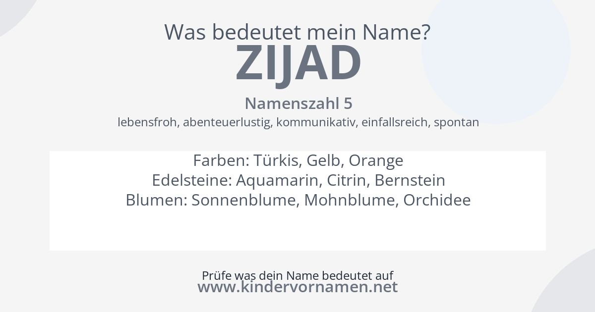 Was bedeutet der Name Zijad?