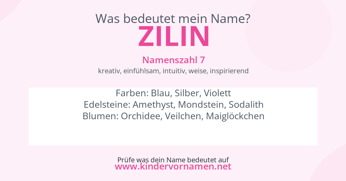 Was bedeutet der Name Zilin?