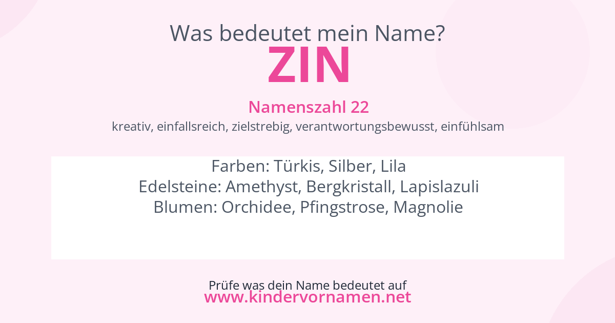 Was bedeutet der Name Zin?