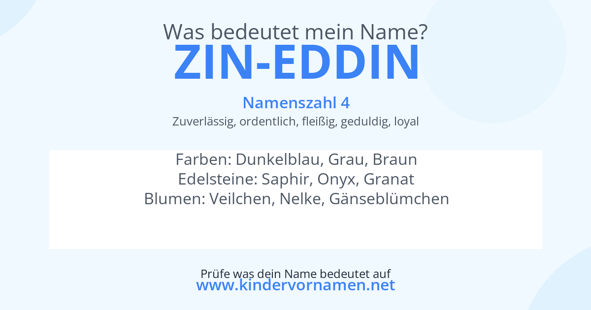 Was bedeutet der Name Zin-Eddin?