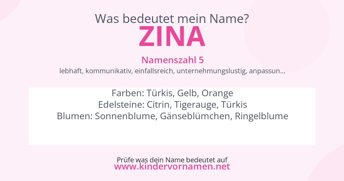 Was bedeutet der Name Zina?
