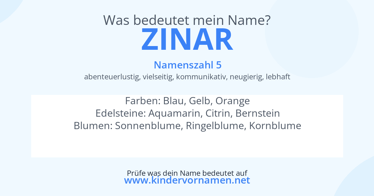 Was bedeutet der Name Zinar?