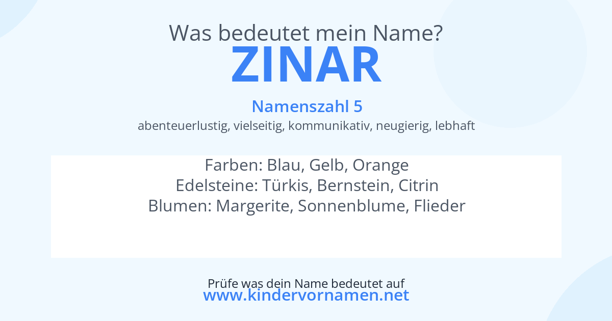 Was bedeutet der Name Zinar?