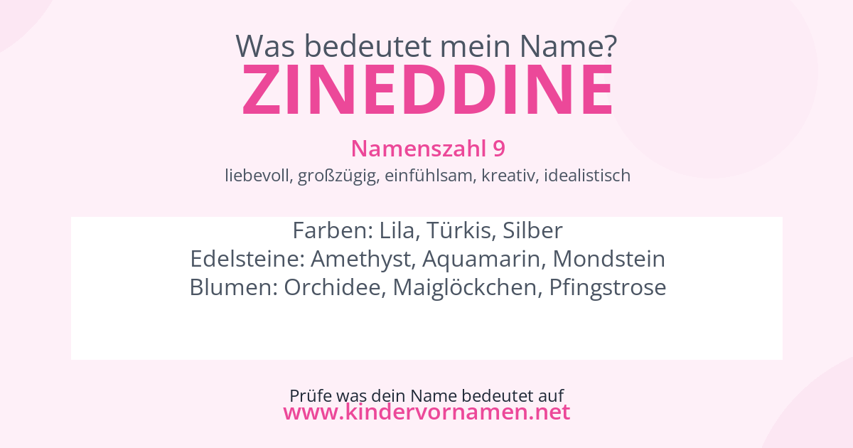Was bedeutet der Name Zineddine?