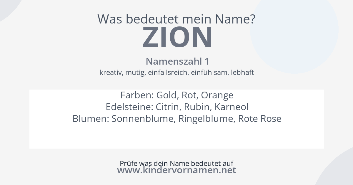 Was bedeutet der Name Zion?
