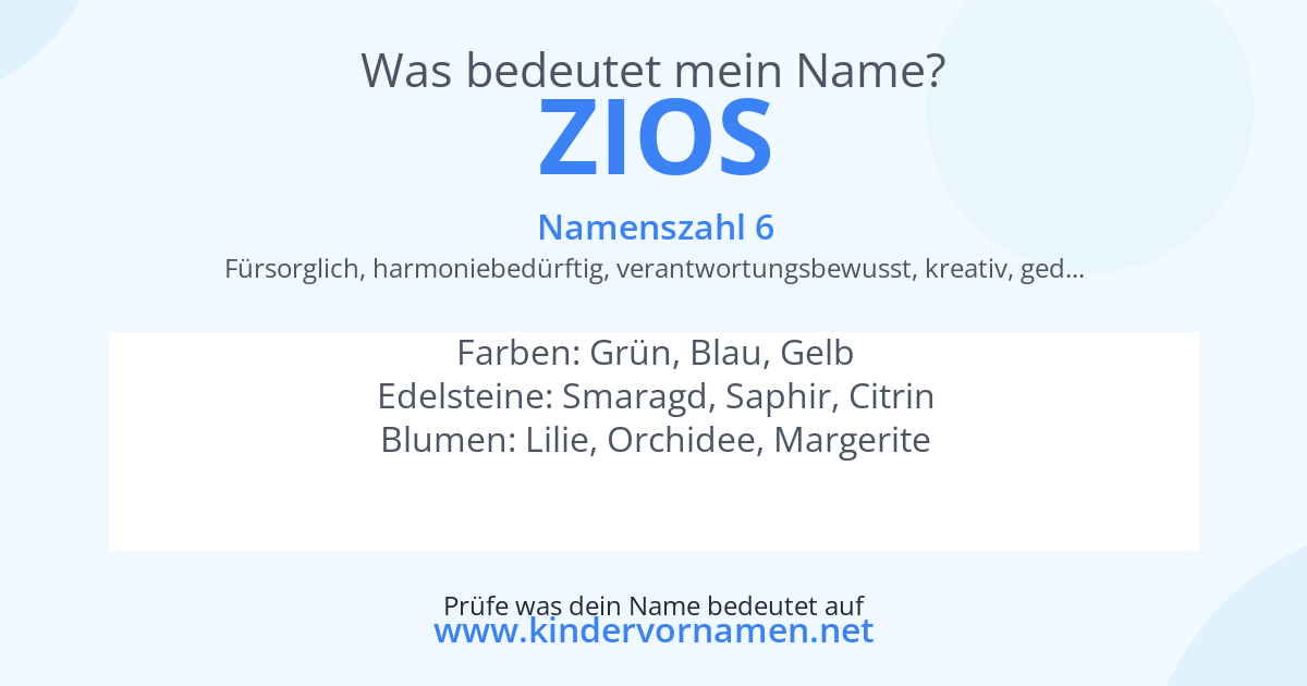 Was bedeutet der Name Zios?