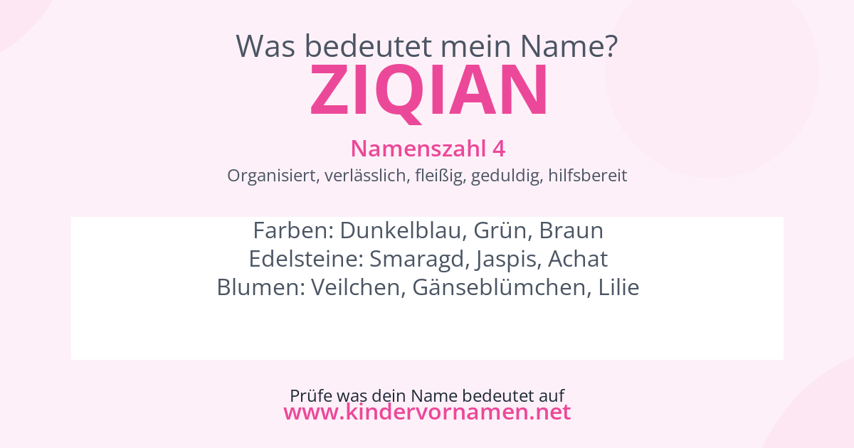 Was bedeutet der Name Ziqian?