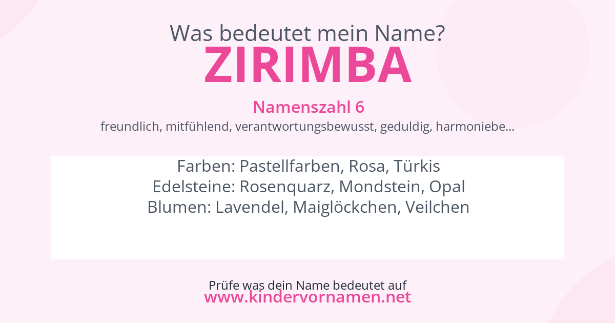 Was bedeutet der Name Zirimba?