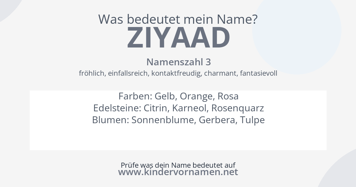 Was bedeutet der Name Ziyaad?