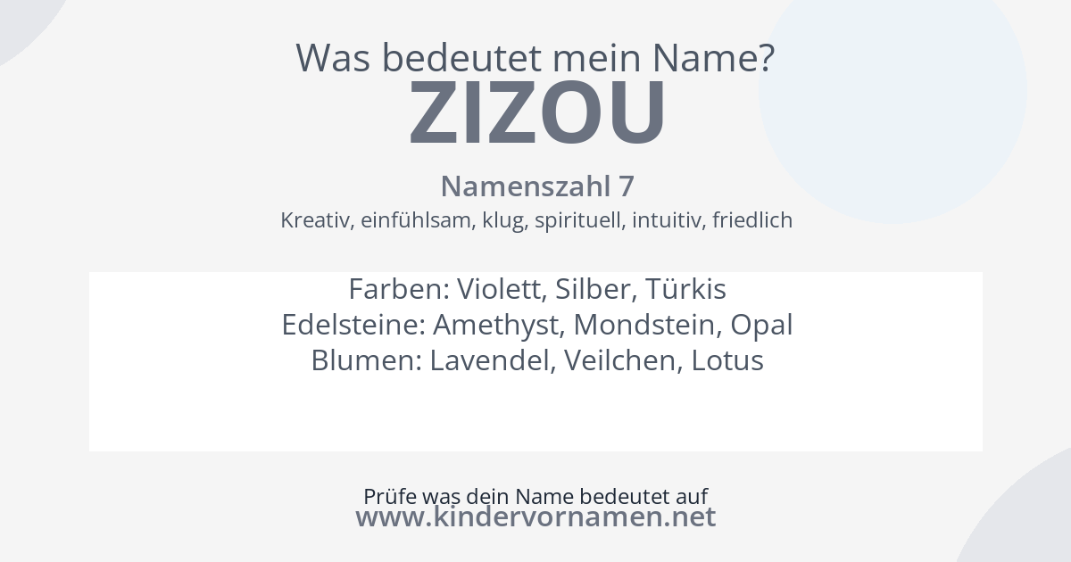 Was bedeutet der Name Zizou?