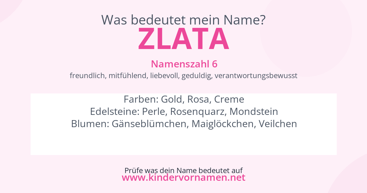 Was bedeutet der Name Zlata?