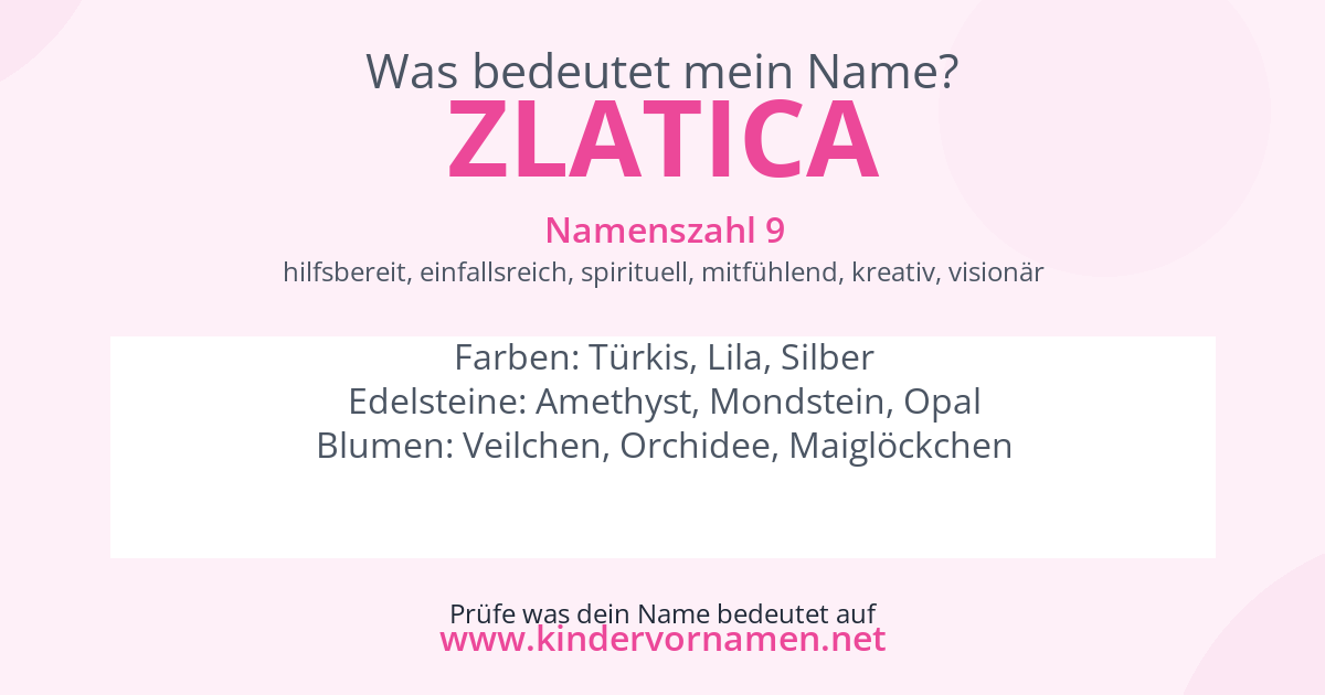 Was bedeutet der Name Zlatica?