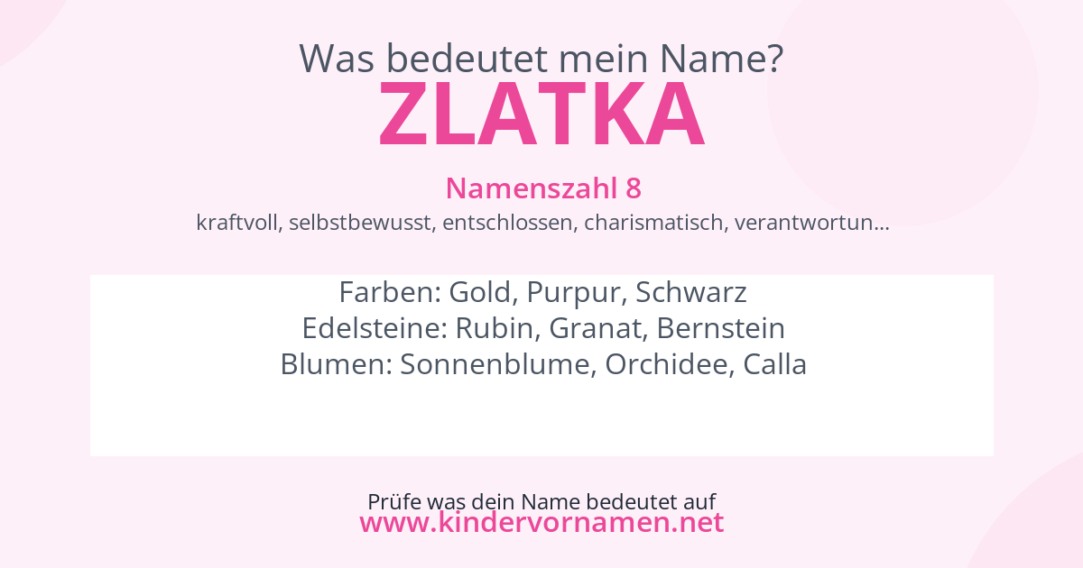 Was bedeutet der Name Zlatka?