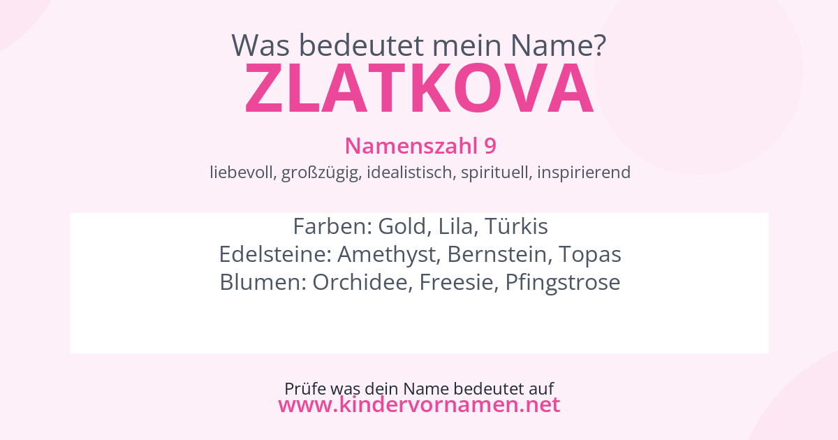 Was bedeutet der Name Zlatkova?