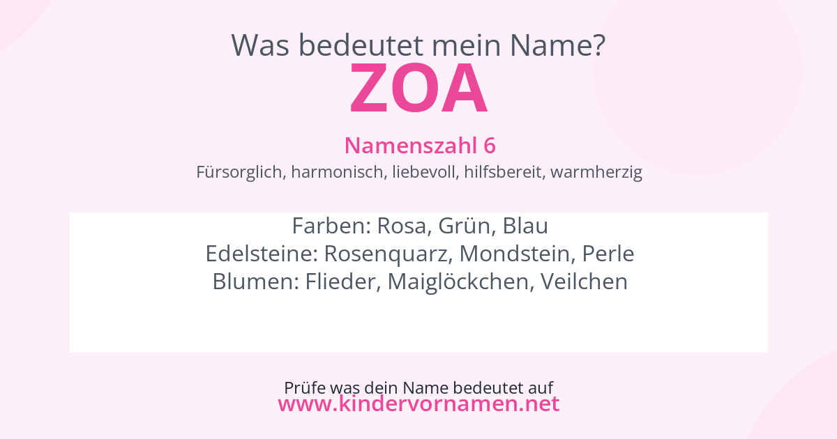 Was bedeutet der Name Zoa?