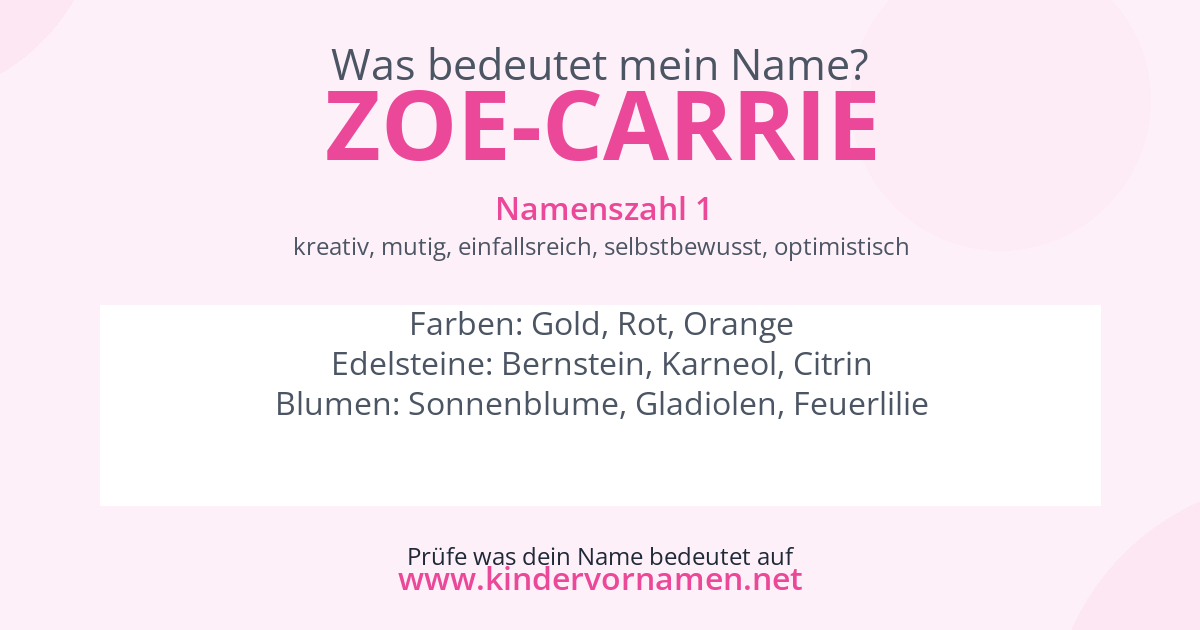 Was bedeutet der Name Zoe-Carrie?