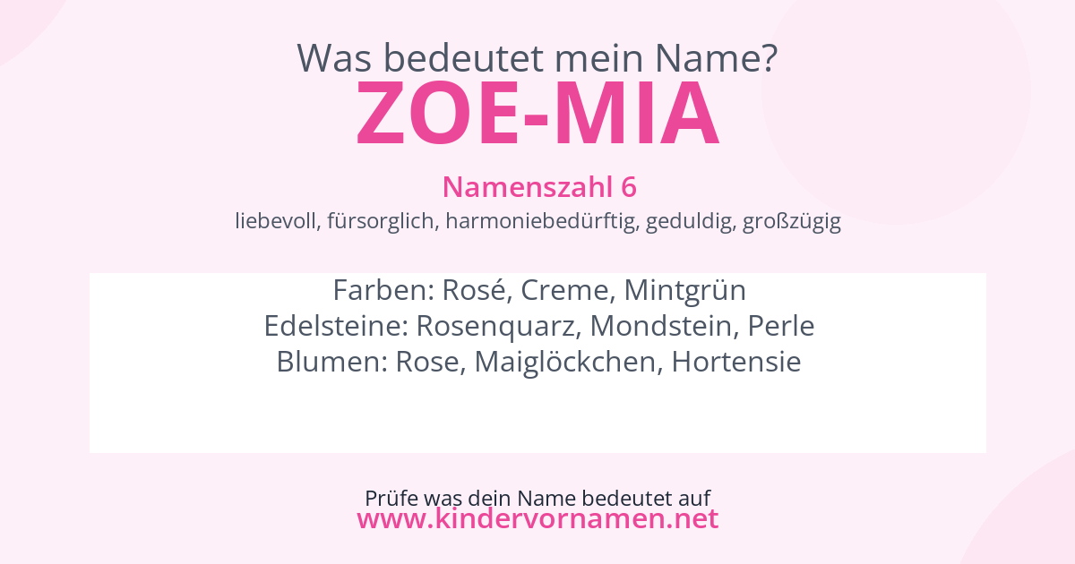 Was bedeutet der Name Zoe-Mia?