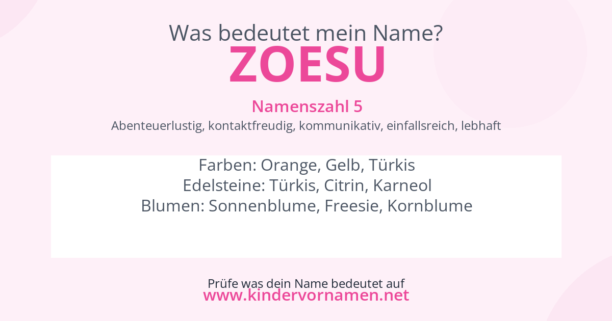 Was bedeutet der Name Zoesu?