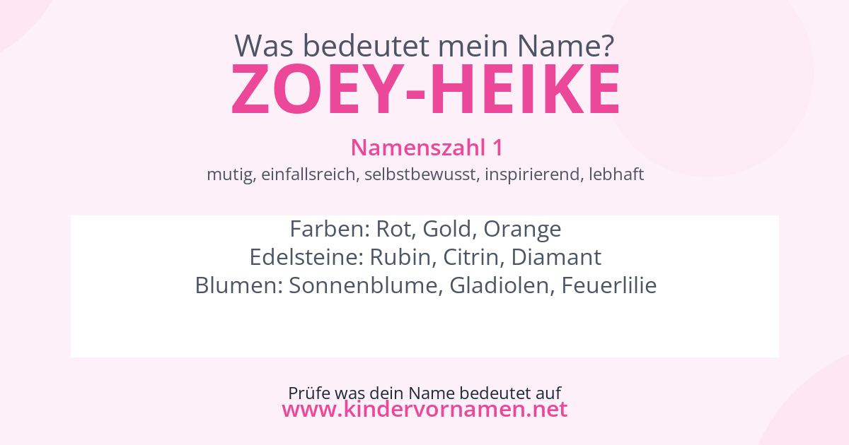 Was bedeutet der Name Zoey-Heike?