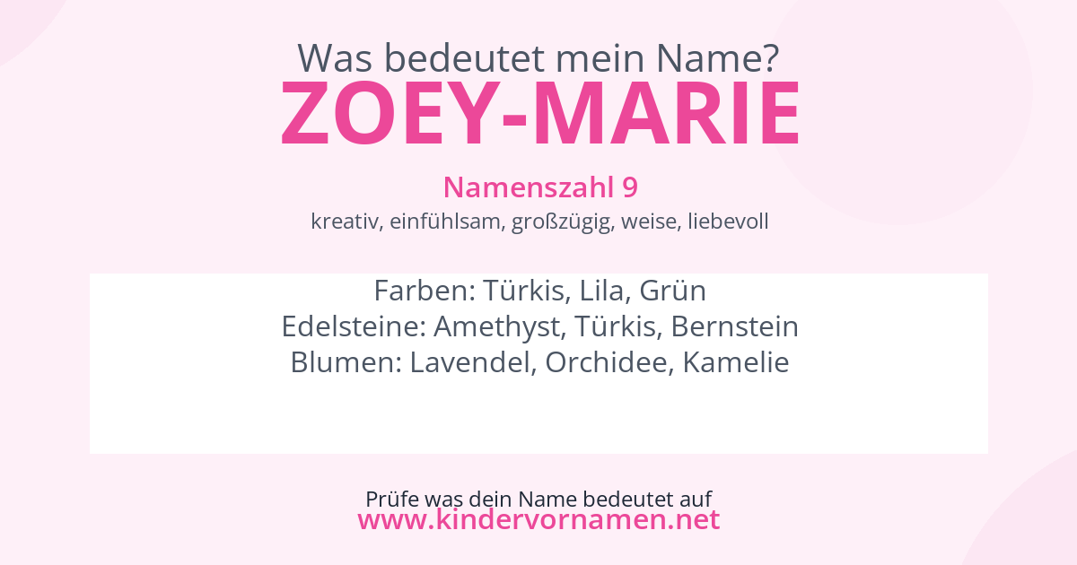 Was bedeutet der Name Zoey-Marie?