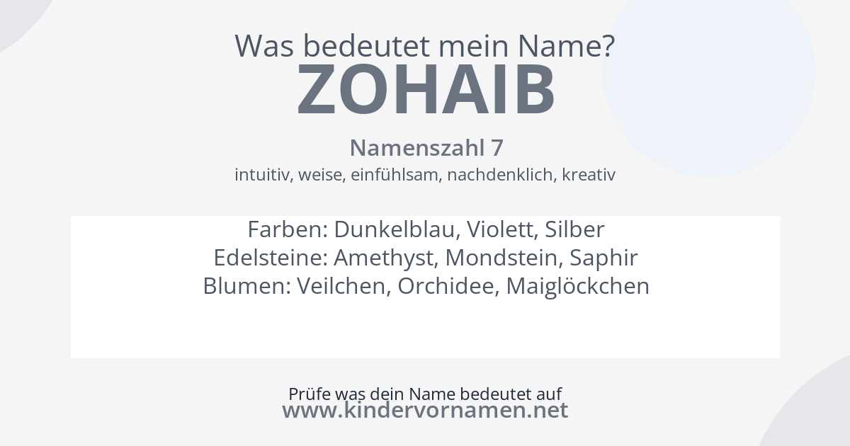 Was bedeutet der Name Zohaib?