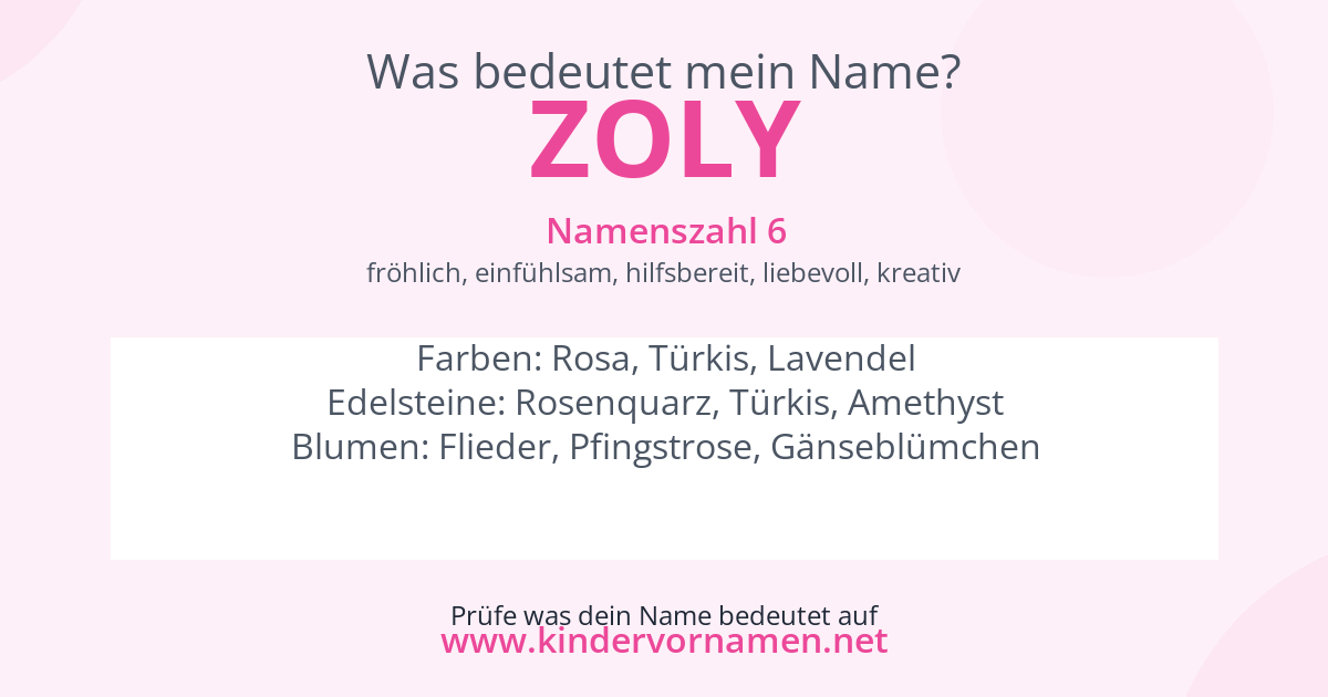 Was bedeutet der Name Zoly?